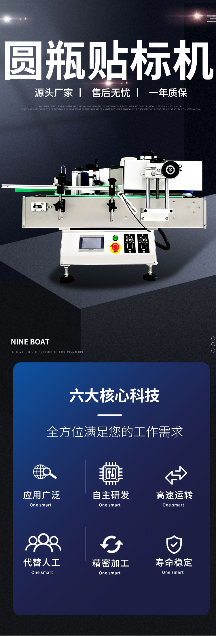 全自動臺式圓瓶搓滾貼標機